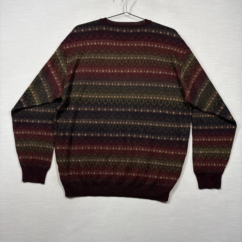 Northern Isles Sweater Men L Geometric Nordic Heart Pattern